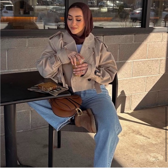 New Without Tags Zara Cropped Trench Coat Jacket - Picture 9 of 9